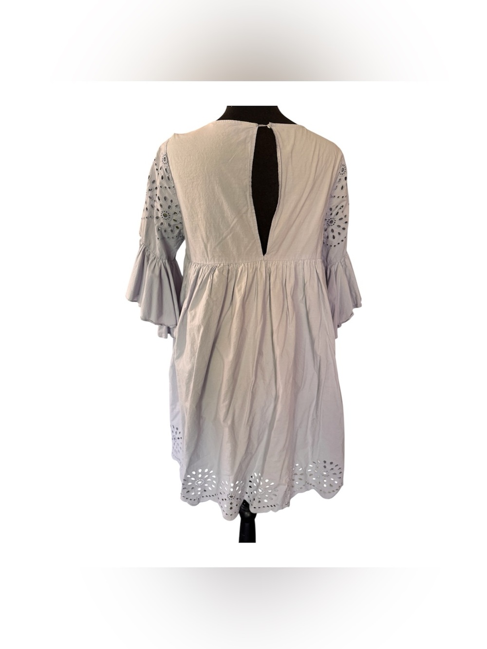 Zara Light Blue Eyelet Babydoll Dress, Size M - Picture 5 of 10